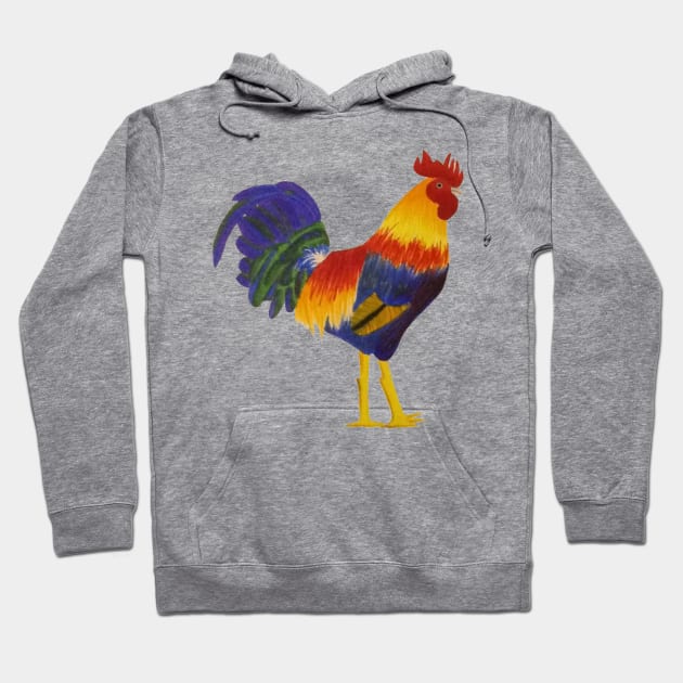 Colorful Rooster Hoodie by SolarCrush